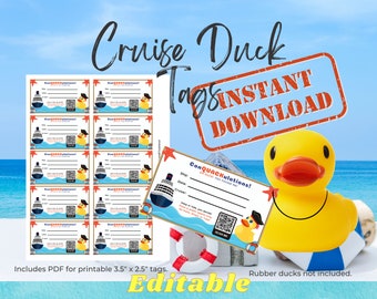 Cruise Duck Tags Editable Canva Template Fill and Print Parrot Theme