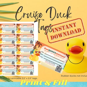 Tags Cruise Duck, print en vulling, stranddrankthema