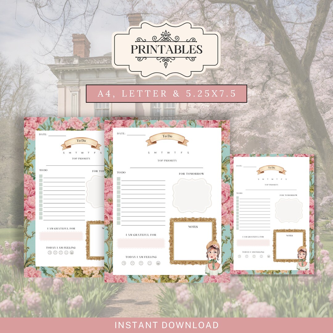 Printable to Do List Daily Planner Print and Fill Garden Girl Floral Printable to Do List Daily Planner Print and Fill Garden Girl Floral