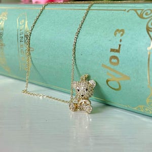 Cute Gold Bear Pendant Necklace, 18K Gold Plated, Gift for Her, Gift for Mom, Graduation Gift, Bear Accessories, Girly Aesthetic, Coquette