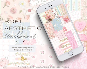 Pink Floral Phone Wallpaper, Soft Girl (Digital Download)