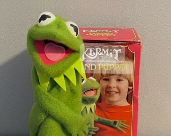 Marionnette à main Fisher Price Kermit la grenouille Muppet - vintage Marionnettes Kermit Muppet Show dans la boîte d'origine