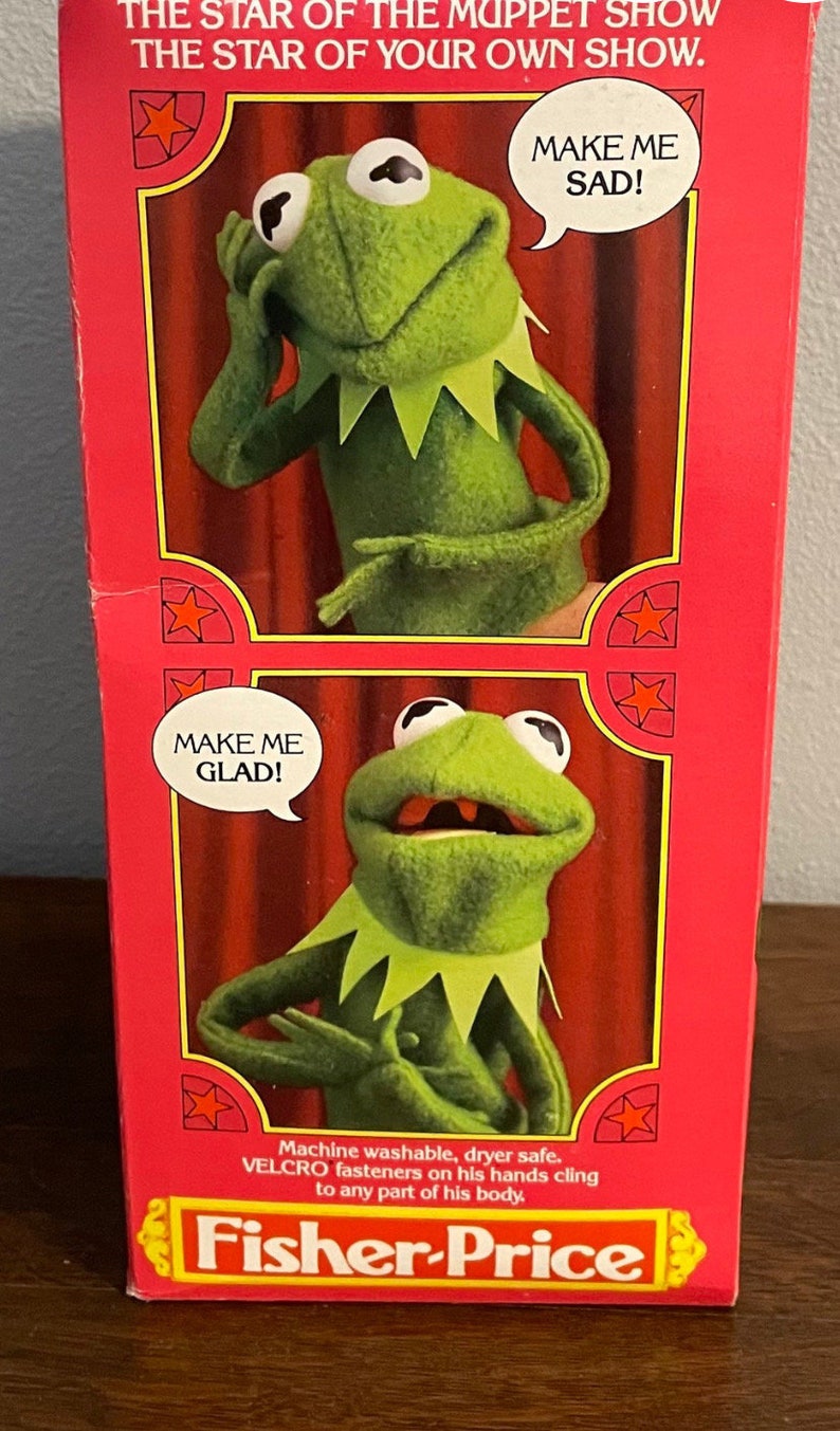 1978 Fisher Price Kermit the Frog Muppet Hand Puppet Vintage Kermit Muppet Show Puppet in the Original Box image 6