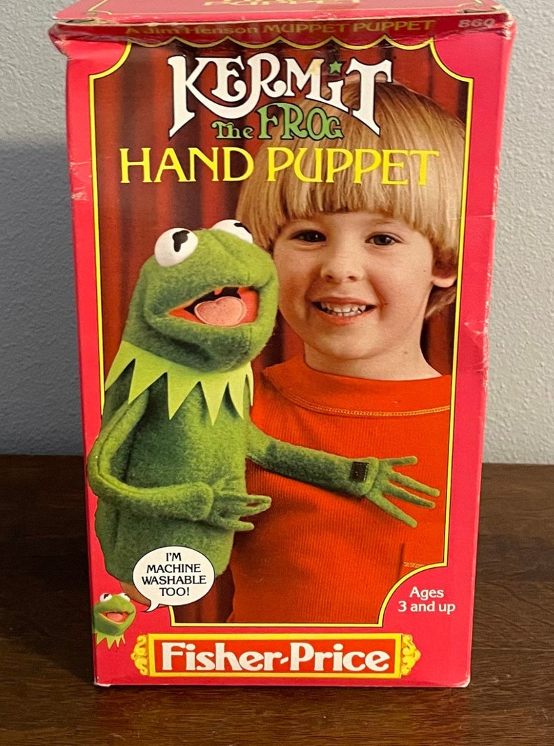 1978 Fisher Price Kermit the Frog Muppet Hand Puppet Vintage Kermit Muppet Show Puppet in the Original Box image 5