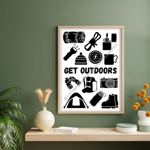 Get Outdoors Printable Wall Art | Digital Outdoor Wall Art | Camping Printable Poster | Digital Camp Gear Wall Art Printable
