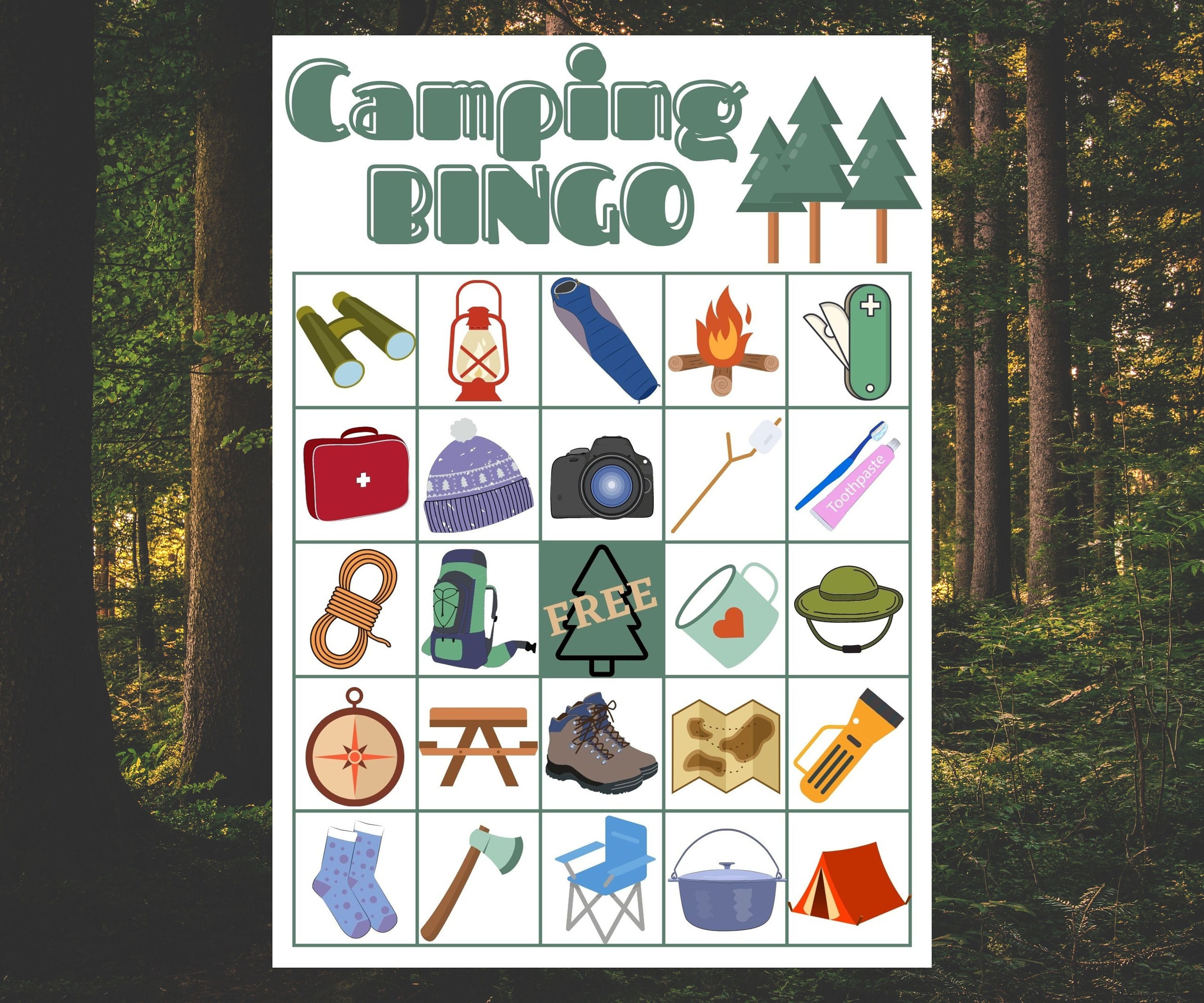 Camping Bingo Printable | Digital Download Camping Games | Outdoor ...