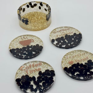 Coffee Bean Resin Coasters: Protect Your Furniture with a Touch of Caffeine-Set of 4 coasters
