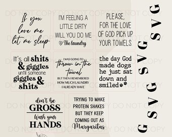 small sign svg bundle | farmhouse sign svg bundle | humor sign svg | quote svg | bathroom sign svg | dog sign svg |