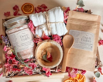 Spa Gift Box | Natural Zero Waste Vegan Gift for Her | Facial Skincare | Bath Salts | Self Care Pamper Hamper | Handmade Personalised Gift