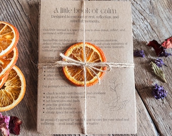 Rustic Handcrafted Self Care Journal. Made using Eco Friendly Materials, Zero Waste, Recycled Card, Plastic Free. With Journalling Prompts