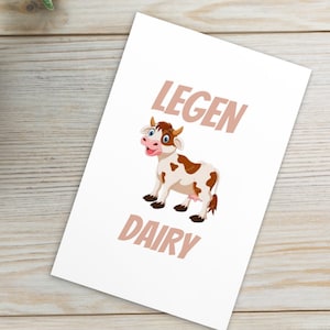 LEGEN-DAIRY Carte postale standard / Vache mignonne / Papeterie drôle / Scrapbooking / Écriture de lettres humoristiques / Blagues de papa / Écriture de lettres / Carte