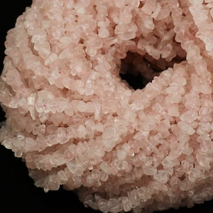 Pink Rose Quartz Gemstones Chips, Crystal Irregular Small Nugget, Freeform Necklace, 17 & 34 Inch