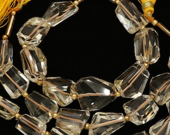 Faceted Citrine Nugget Beads: Handmade Step Cut Gemstone, Natural Stone Beads, 10-8 mm