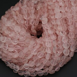 Pink Rose Quartz Beads, Smooth Polished Coin, 6-7 MM, 13" Strand, Natural Gemstone Handmade Strand