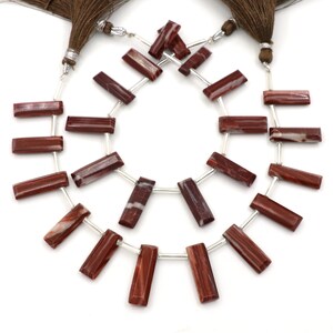 Skin Jasper Baguette Beads: Lager Cut Faceted, Chocolate Brown Rectangular Slabs, 17-21 mm Long