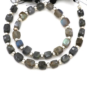 Natural Blue Fire Labradorite, 3D Cube Beads, Flashy Labradorite Square Box, 5-6 mm, Briolette Faceted Cube Box Beads, Jewelry Supplies Bead