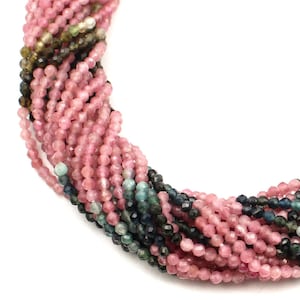 Faceted Tourmaline Rondelle Beads: 2mm Multi-Color Gemstone, 13 Inch Strand