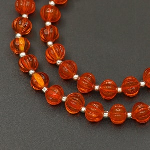 Carnelian Hydro Carved Pumpkin Shape Beads, Hydro Melon Shape Gemstone Beads, 6.5-7 MM, Handmade Carved Rondell Beads, Jewelry Making Beads