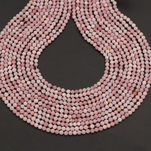 AAA Pink Opal Peruvian Beads: Smooth Round Gemstone, 3.5-4mm