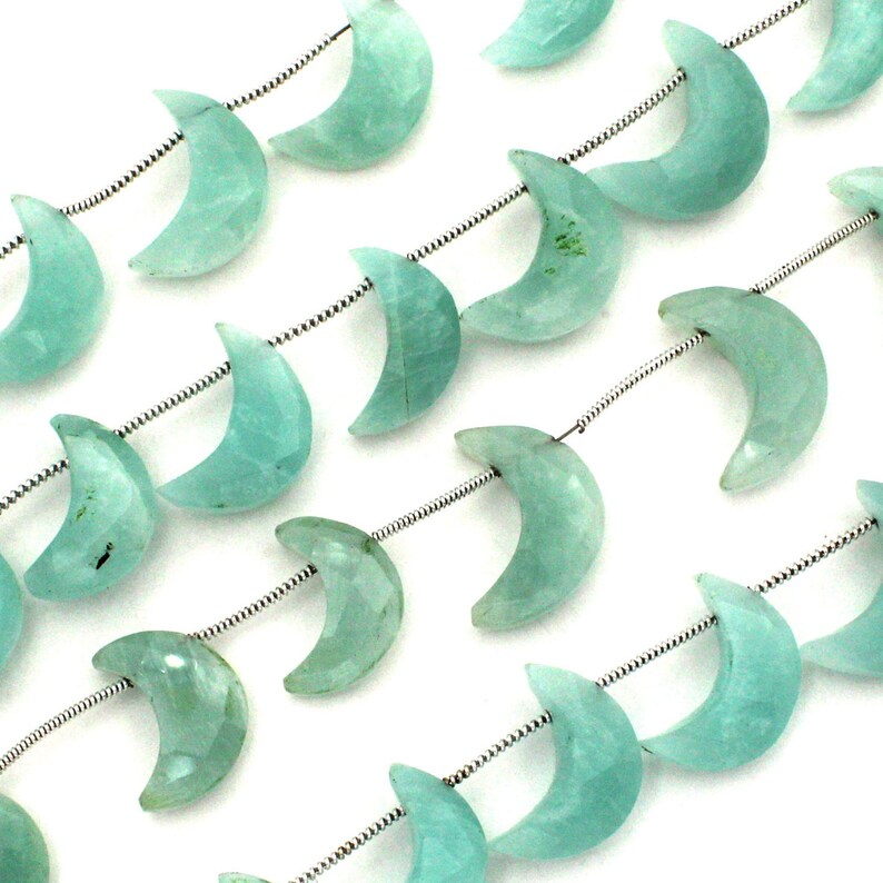 Natural Amazonite, Crescent Moon, Carving gemstone, Natural Aco Amazonite Moon, Gemstone Moon, Faceted Moon, 16-21 MM Approx, Craft Supplies image 4