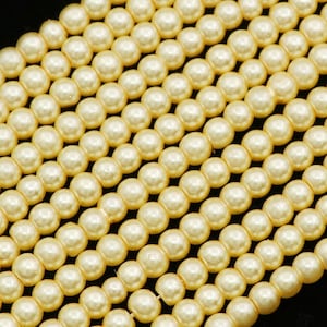 Golden Shell Round Balls Pearls, Smooth Round, 3.5mm, Pearl Beads, Round Pearl, Faux Peal, Drilled Pearl, Round Beads, Craft Supplies Pearl