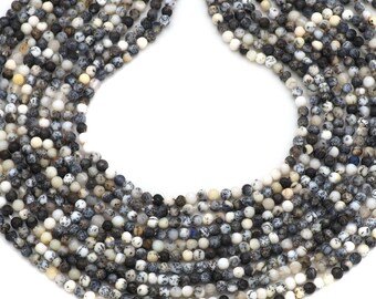 2.5MM, Dendrite Opal Beads: Smooth Round Gemstone, 13" Strand