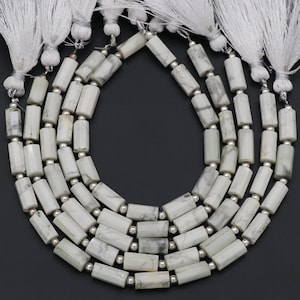 Howlite Tube Beads, Natural Howlite Tube, Thin Tube Beads, Gemstone Howlite Faceted, 5x10 MM, Long Step Faceted Tube Beads, Gems For Jewelry