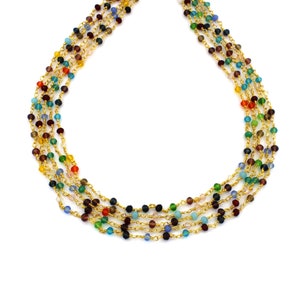 Multi Rosary Chain, Hydro Rondelle Faceted Beads, Gold Plated Wire Wrapped Chain, Beaded Rosary Chain, 3mm, Finding, Craft Tools Jewelry