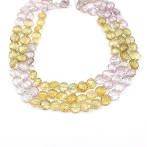 Pink Amethyst & Honey Quartz Multi Faceted Coin Beads: 9-11 MM, 16 Inch Strand