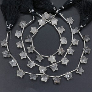 Black Rutilated Star Shape, 10-11 mm, Faceted Briolette, Side Drilled Gemstone Beads