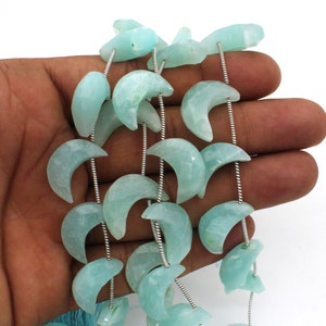Natural Amazonite, Crescent Moon, Carving gemstone, Natural Aco Amazonite Moon, Gemstone Moon, Faceted Moon, 16-21 MM Approx, Craft Supplies image 7