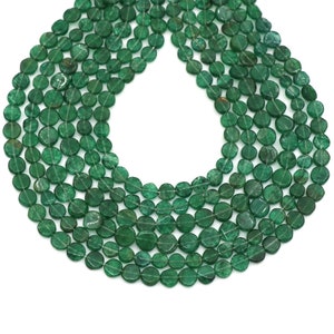 Green Mica Aventurine Round Coin: 6mm, Handmade Flat Beads, 13 Inches Strand, Natural Gemstone