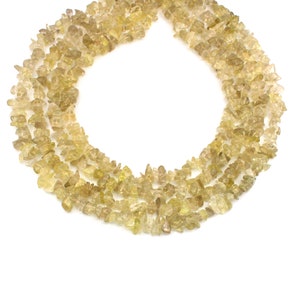 Lemon Quartz Gemstone Chips: Yellow Nugget Beads, 17/34 Inch Strand