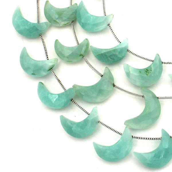 Natural Amazonite, Crescent Moon, Carving gemstone, Natural Aco Amazonite Moon, Gemstone Moon, Faceted Moon, 16-21 MM Approx, Craft Supplies