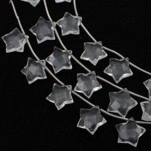 Natural Crystal Quartz, Stars Beads, Faceted Briolette Star, Crystal Clear Star, Quartz Gemstone Star, Handmade Beads, Craft Supply Beads