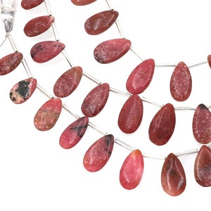 Natural Rhodonite Pear Shape Beads, Briolette Smooth Beads, Rhodonite Teardrop, Rhodonite Pear Smooth Gemstone, Bio Color Beads, Craft