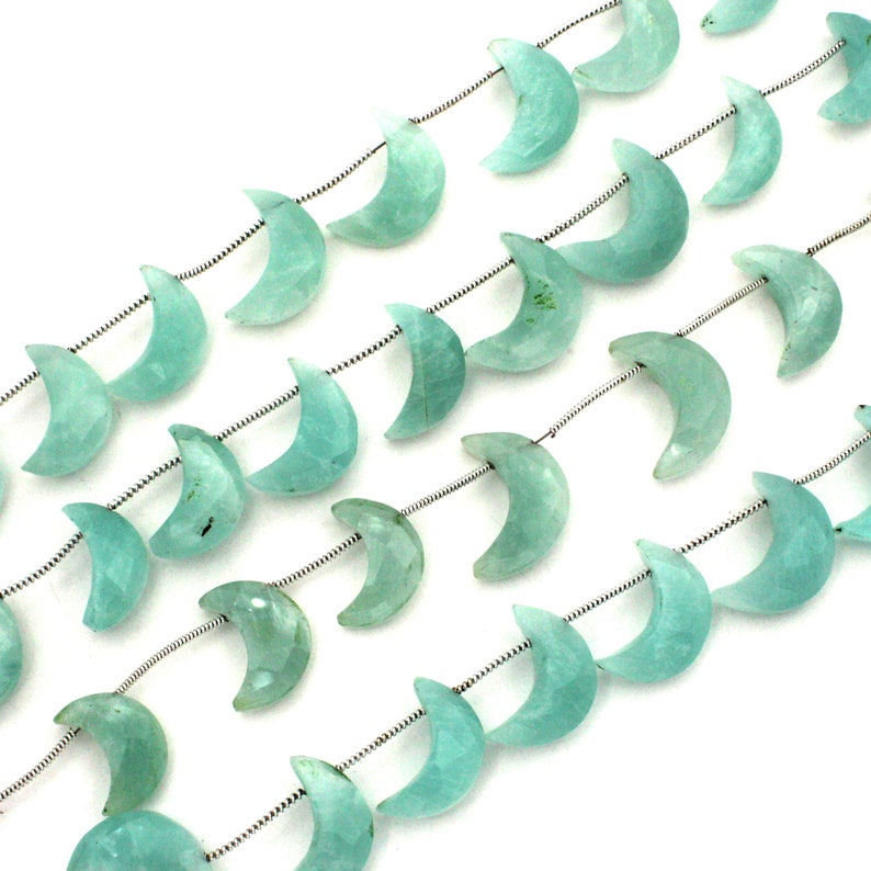 Natural Amazonite, Crescent Moon, Carving gemstone, Natural Aco Amazonite Moon, Gemstone Moon, Faceted Moon, 16-21 MM Approx, Craft Supplies image 5