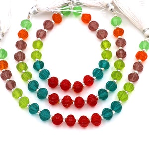 Hydro Multi Pumpkin, Hand Carved Beads, Hydro Rondelle, Carved Melon Beads, Rainbow Pumpkin, carved watermelon Shape, Jewelry Making Beads