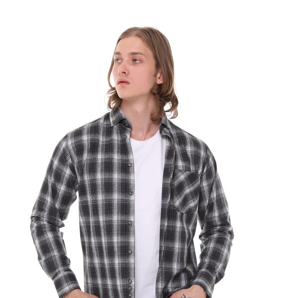 Casual Flannel Plaid Button Down Regular Fit Men Shirts, Checkered Men Shirts, Casual Shirts, Lumberjack Shirt, Gift for Him, Trendy Shirts