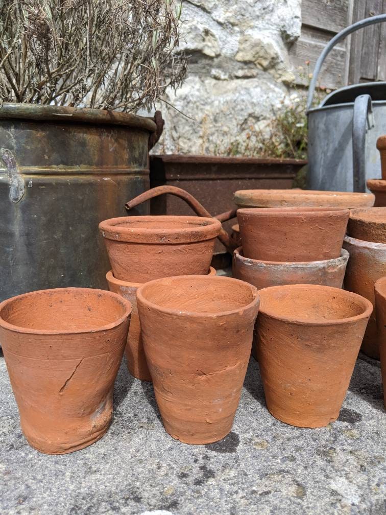 Vintage Hand Thrown Terracotta Pots. All Showing Signs of Age Salts, Moss,  Dirt. Tactile and Individual Clay Pots. 