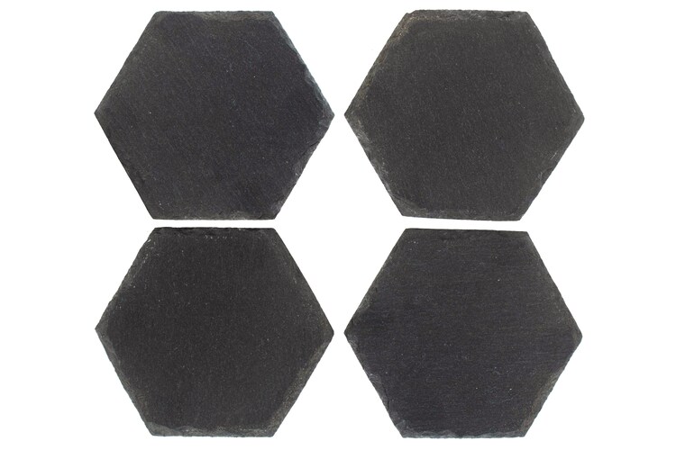 Pack of 6 Hexagon Natural Slate Drinks Coasters