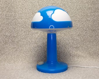 Vintage IKEA Skojig Cloud Lamp: Blue Mushroom Night Light