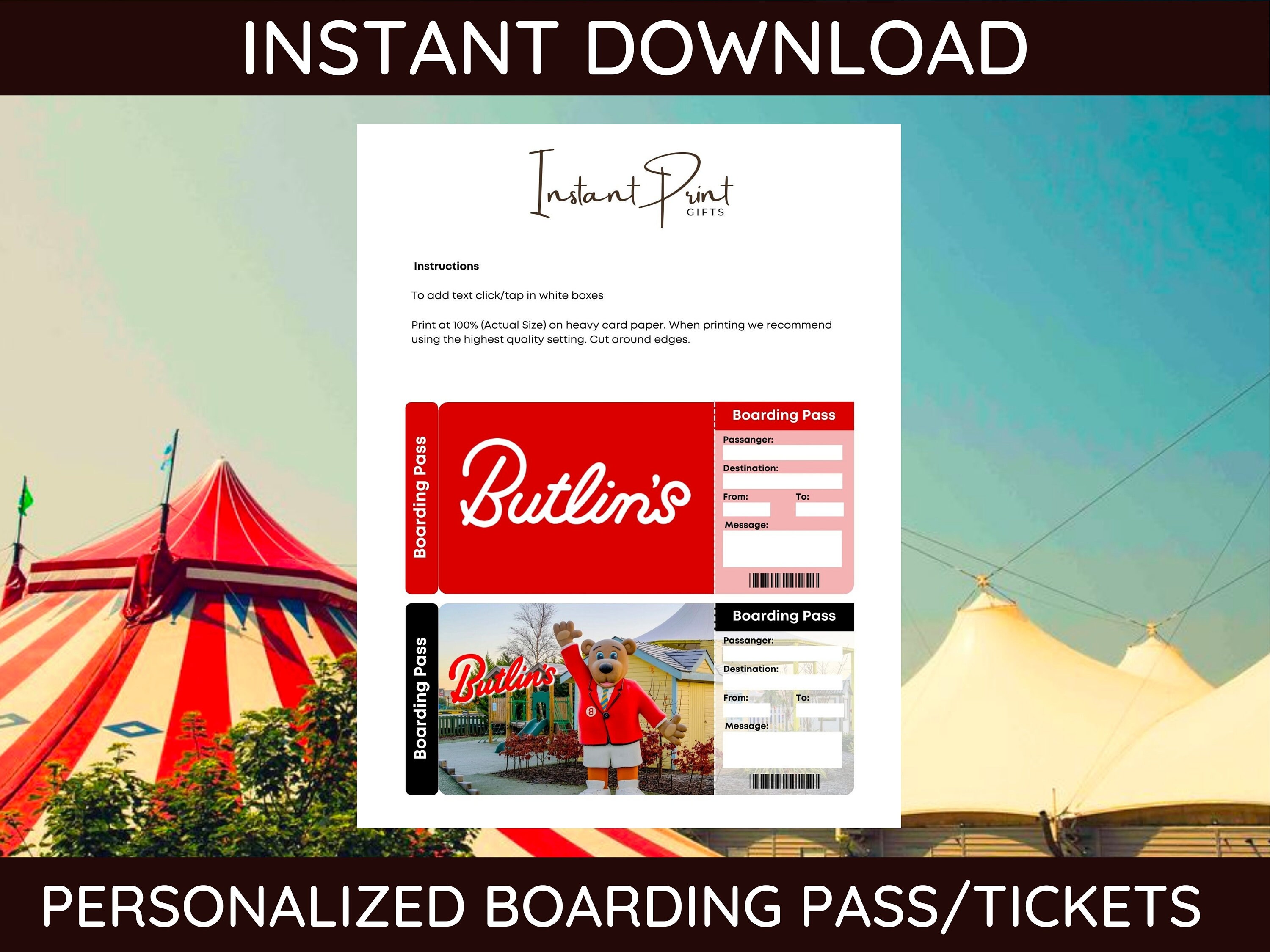 Butlins Ticket Holiday Ticket Digital Download Trip Ticket Etsy UK