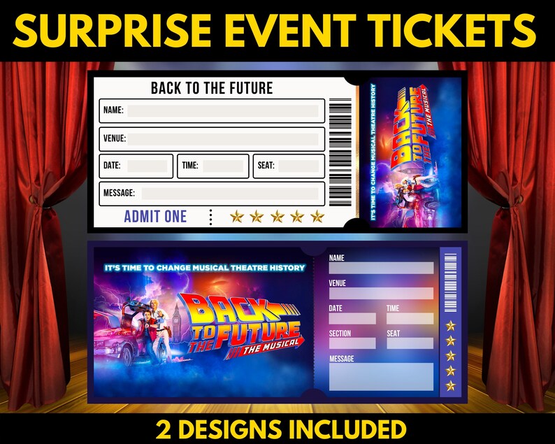 PRINTABLE Back to the Future Broadway Surprise Ticket Back to Etsy UK