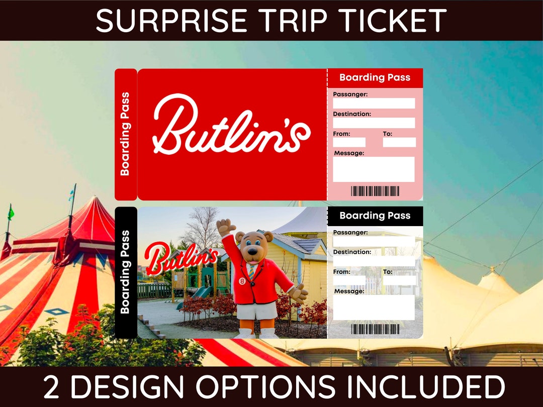 Butlins Ticket Holiday Ticket Digital Download Trip Ticket Etsy UK