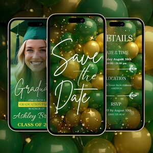 Green Graduation Invitation Template: Editable Grad Party Invite (Digital Download)