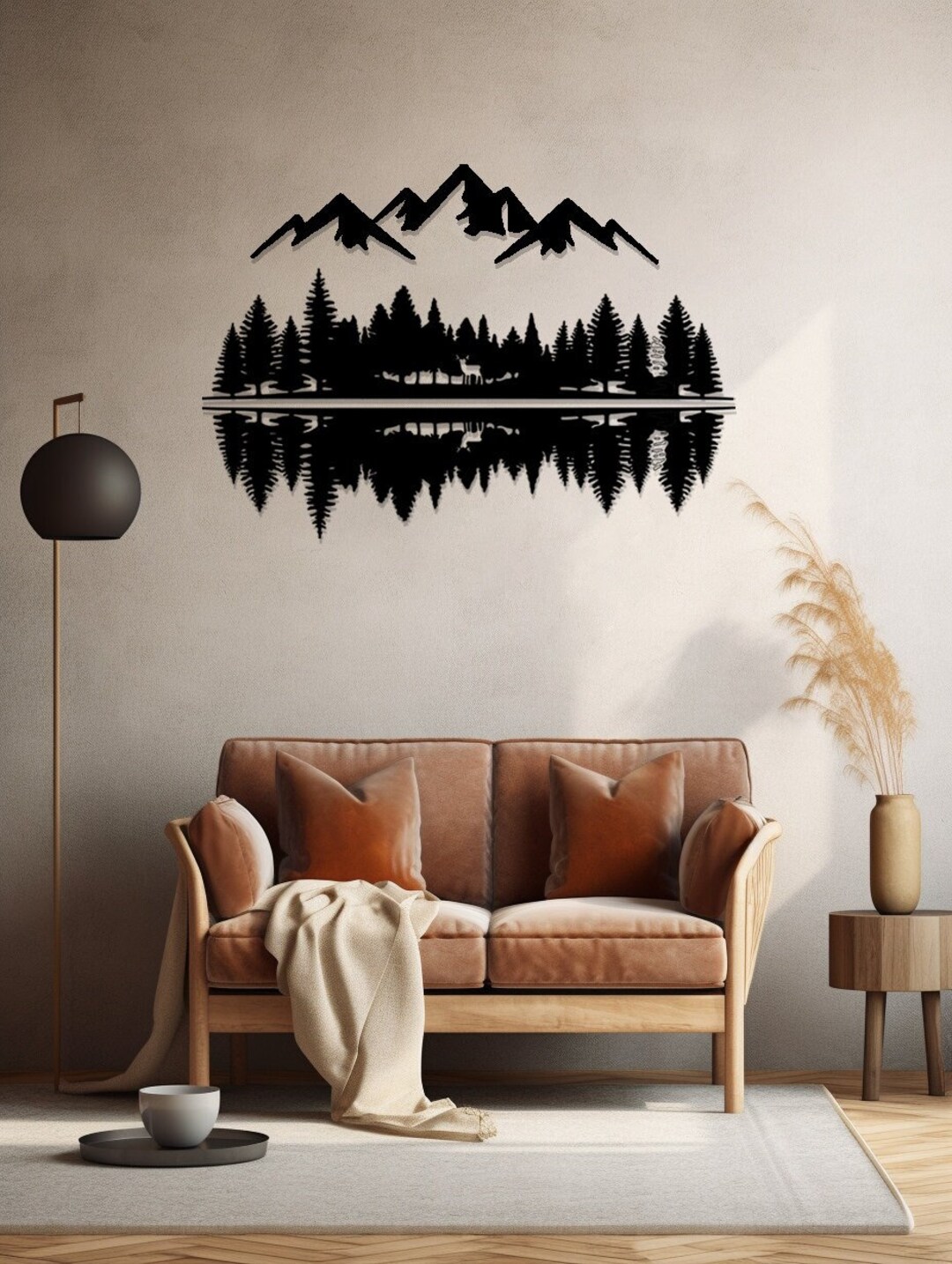 Mountain and Forest Metal Wall Art Moose and Lake Metal Wall - Etsy