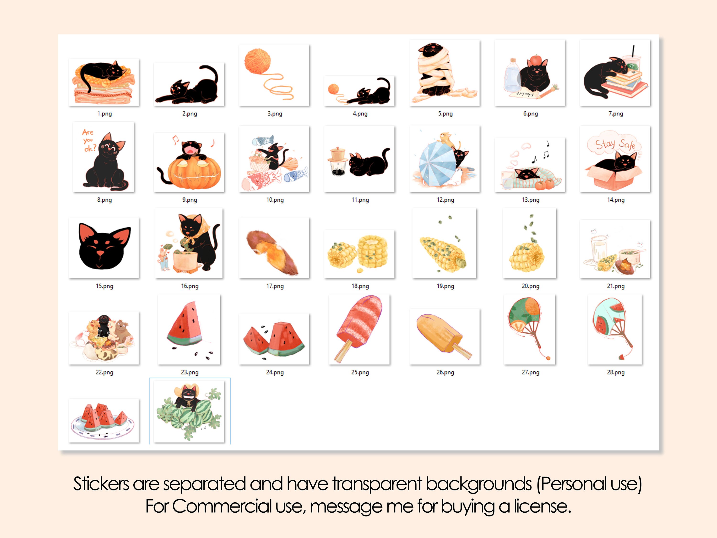 Cute Black Cat Digital Sticker Pack Kawaii Digital Planner Goodnotes ...