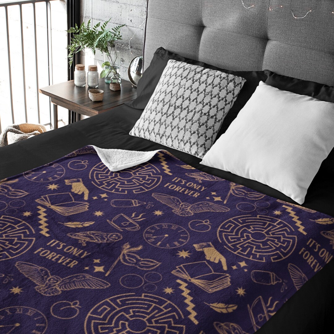 Labyrinth Sherpa Throw Blanket David Bowie Fan Goblincore Bedding