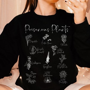 Poisonous Plants Herbology Sweater, Halloween shirt,Spooky Season Fall Sweatshirt, Dark Academia, Cottagecore, Women's Halloween Costume